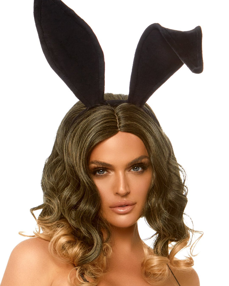 "Bendable Velvet Bunny Rabbit Ears - Black LA-A2868"