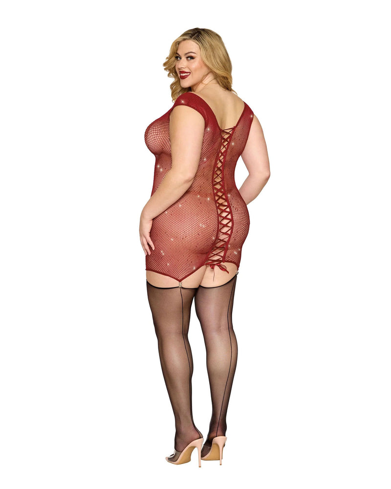 "Garter Slip Dmnd - One Size Queen - Red DG-13517XOXBLOSQ"