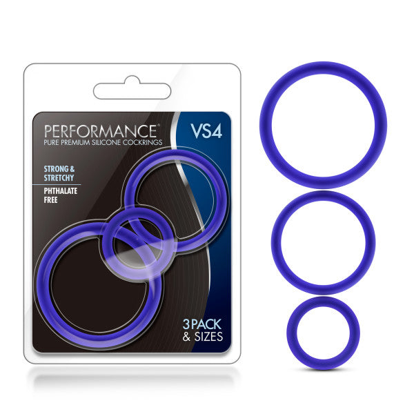 "Performance - Vs4 Pure Premium Silicone Cockring Set - Indigo BL-370812"