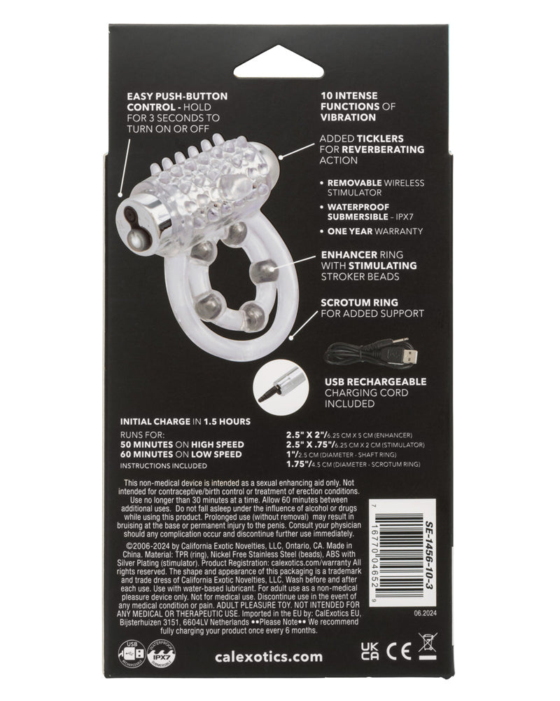 Maximus Enhancement Ring 5 Stroker Beads Rechargeable Clear