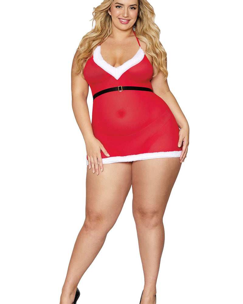 Santa Baby Chemise - Queen Size - Lipstick Red