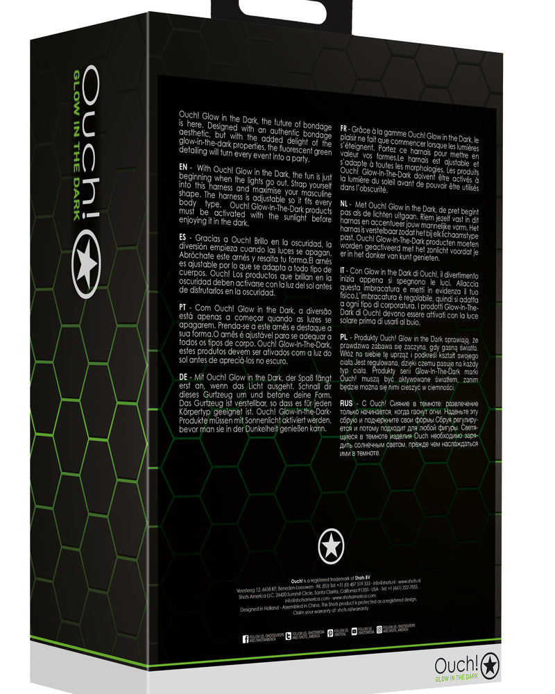 Bonded Leather Buckle Harness - Small/medium - Glow in the Dark