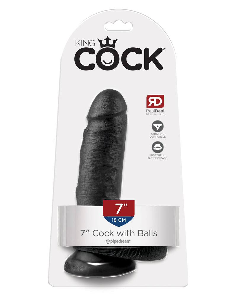 King Cock 7-Inch Cock With Balls - Black