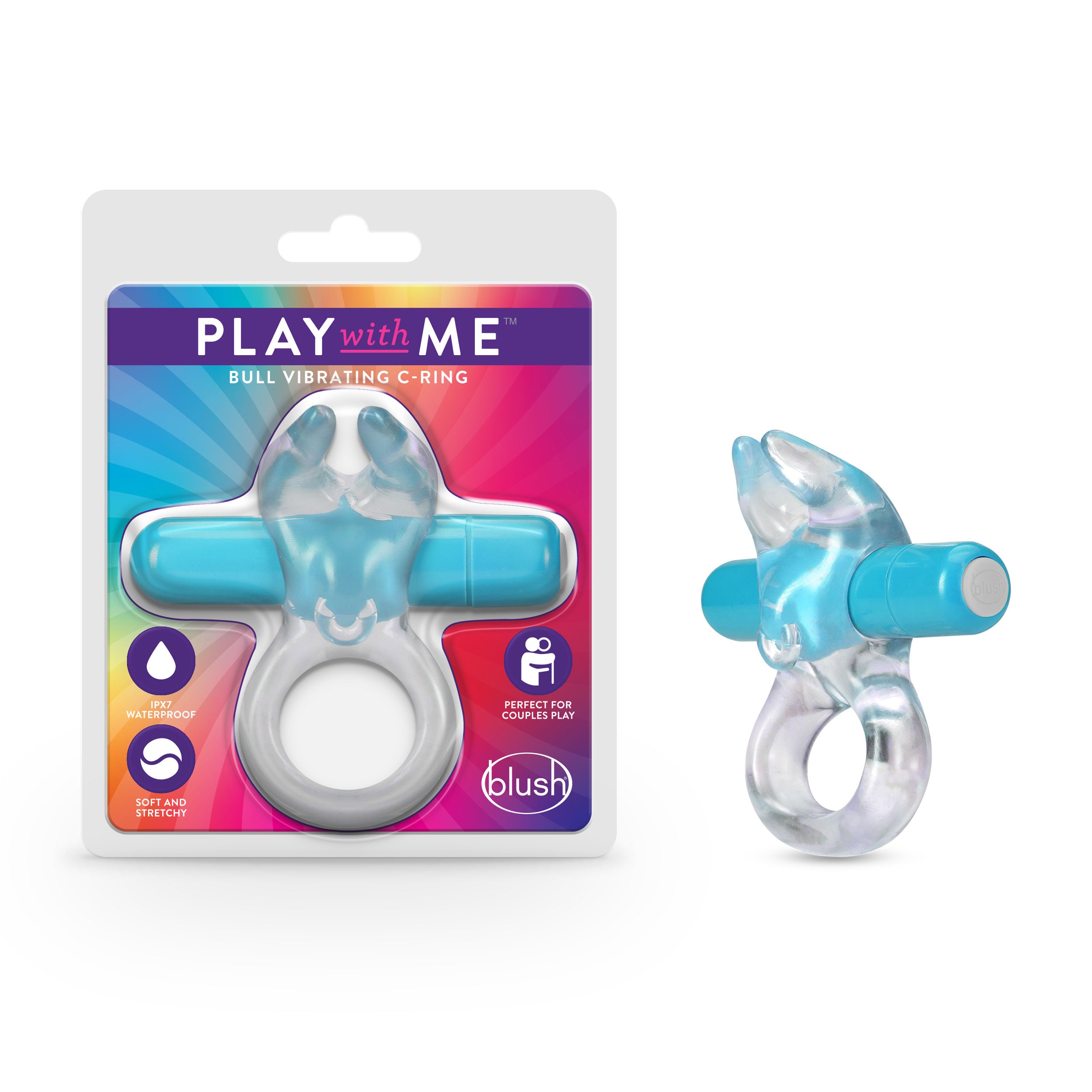 Play With Me  Bull Vibrating C-Ring - Blue