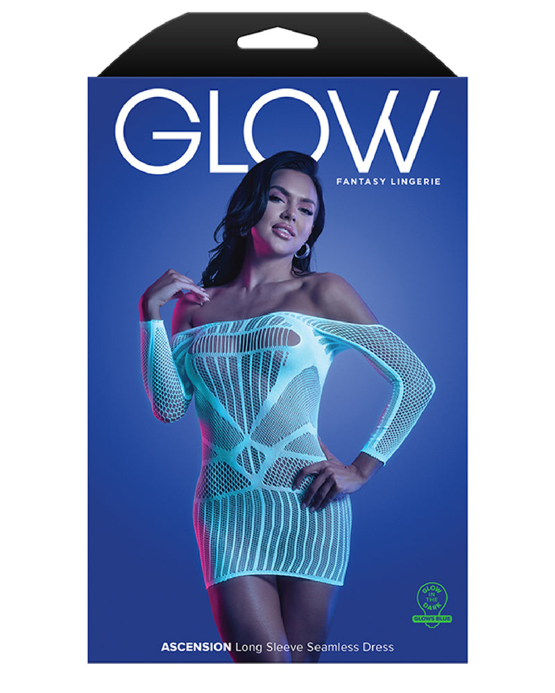 "Ascension Long Sleeve Seamless Dress - One Size - White/blue FL-GL2134-OS-B"