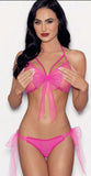 "Flirty Bow Tie Top and Bottom - Os - Neon Pink ES-2330NEOPK"