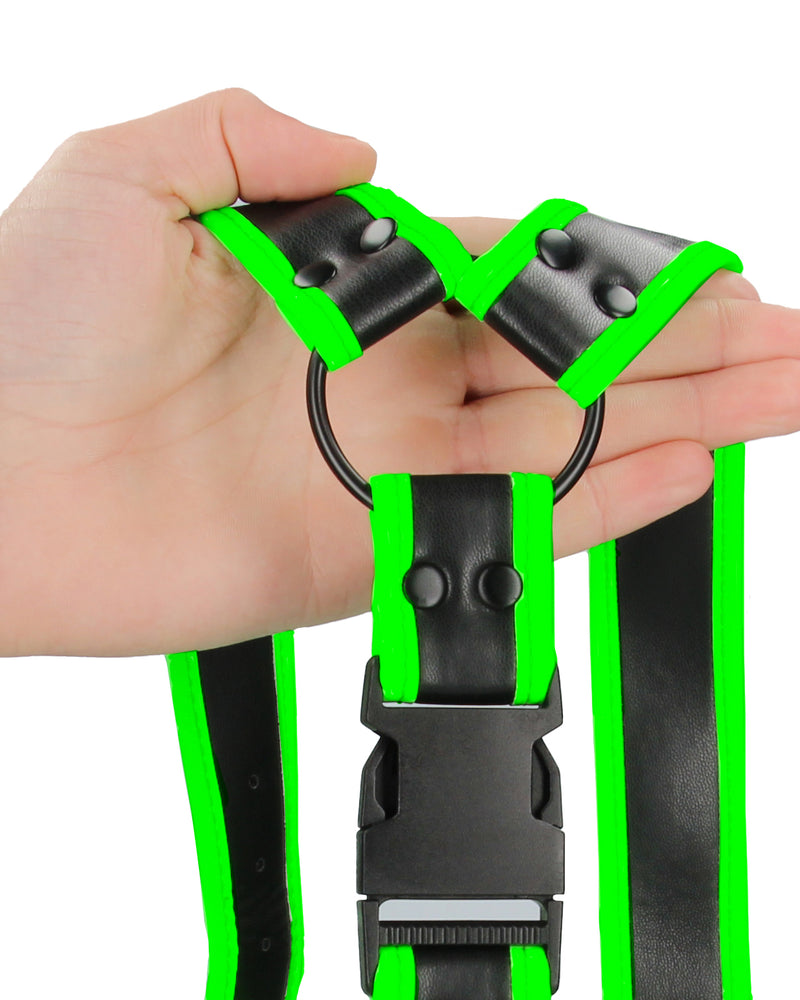 Bonded Leather Buckle Harness - Large/xlarge - Glow in the Dark