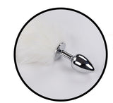 Foxy Tail - Light Up Faux Fur Butt Plug - White Plug - White