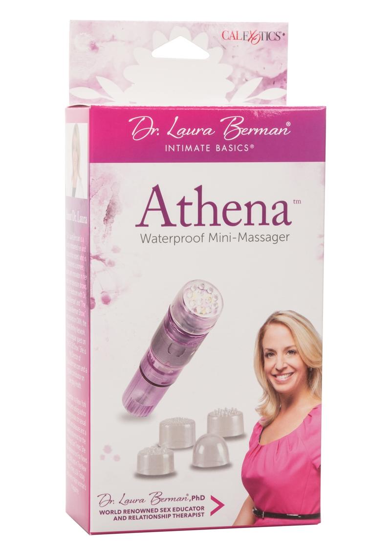 Mini masajeador impermeable Athena Intimate Basics de la Dra. Laura Berman en caja rosa