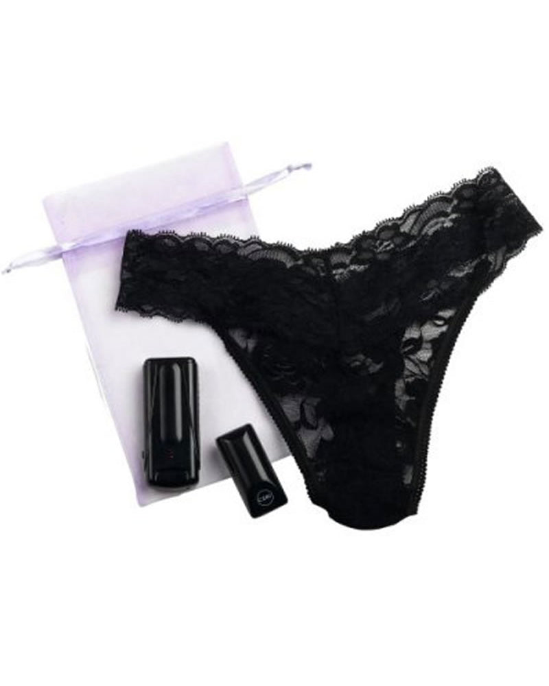 Tanga con vibración remota Astrea II de Intimate Basics de la Dra. Laura Berman, color negro