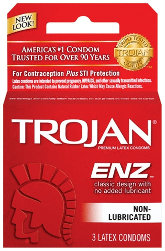 "Trojan Enz Non-Lubricated Condoms - 3 Pack TJ92050"