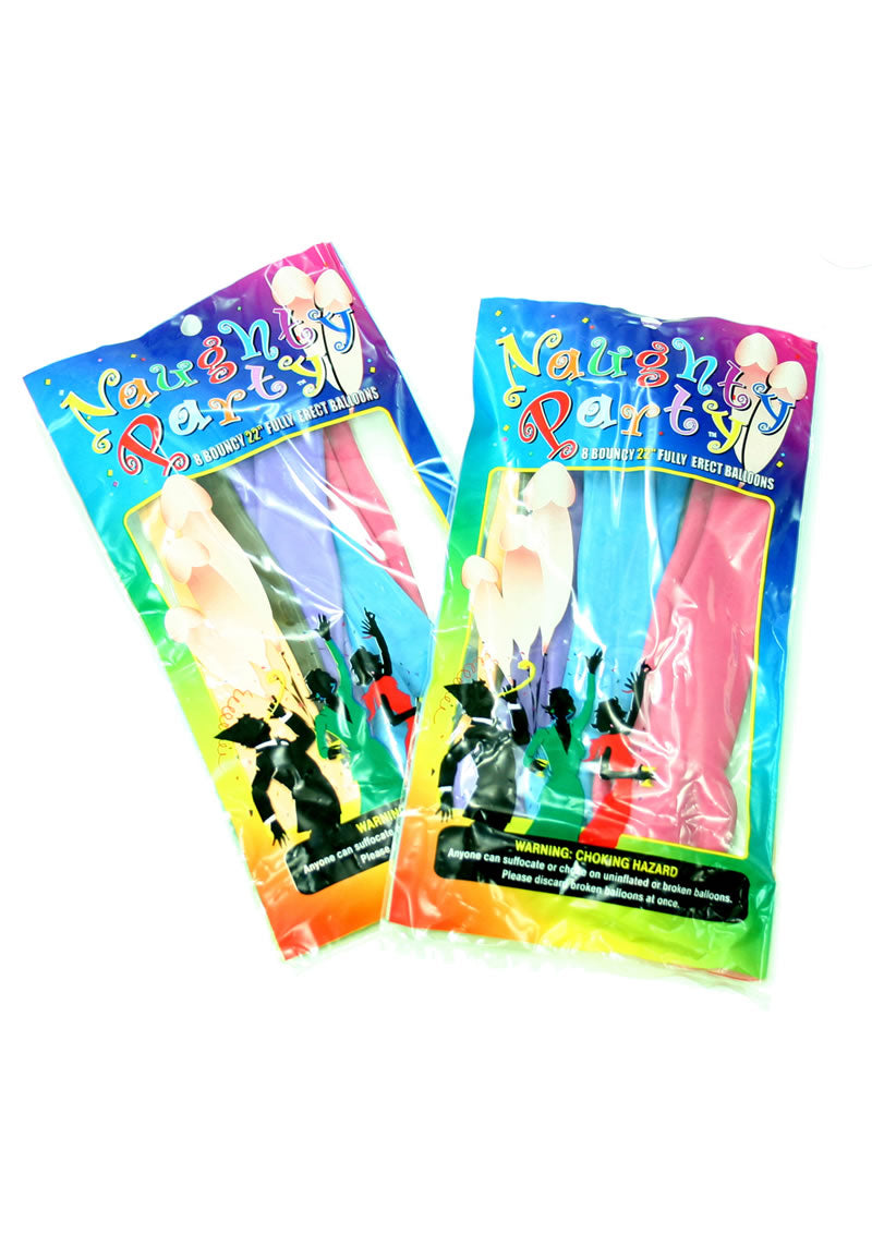 Globos de fiesta de colores con forma de pene, paquete de 8