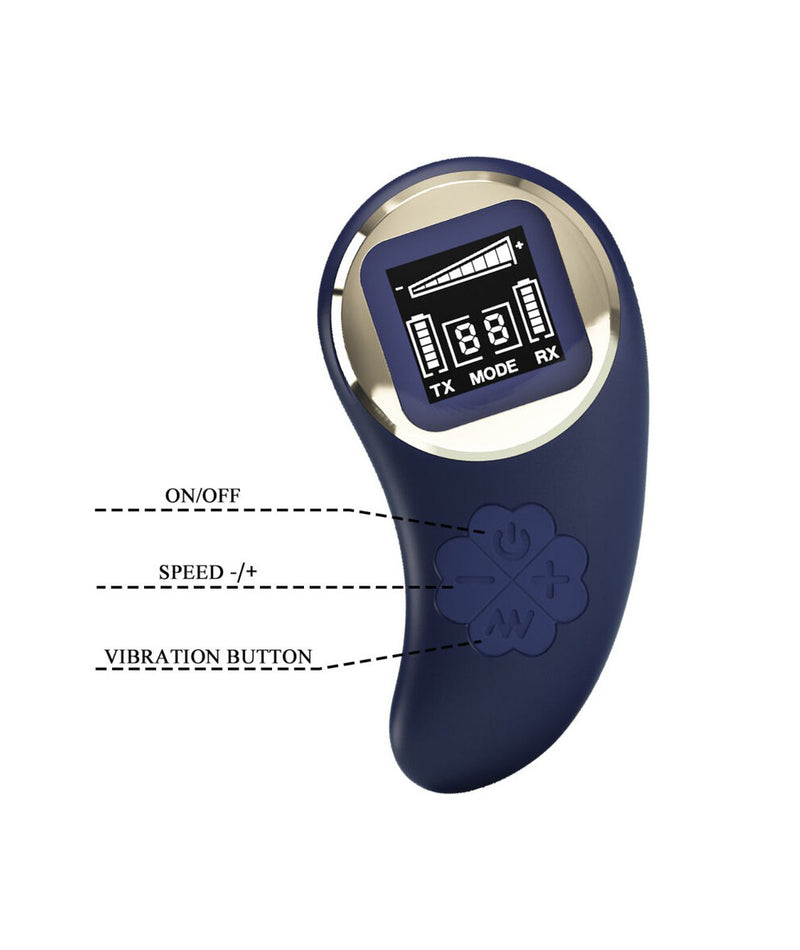 "Mina Vibrating Remote Control Egg - Blue BI-014362W-LED"