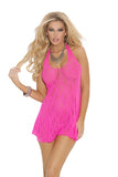 "Lace Halter Mini Dress - Queen Size - Neon Pink EM-1422QNP"