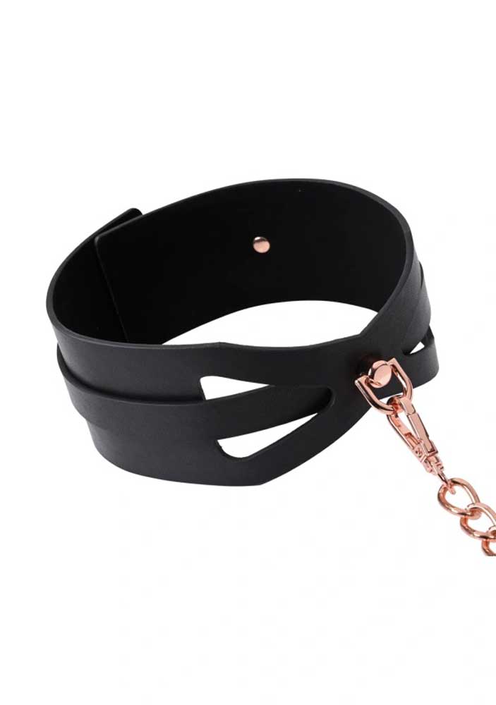 "Brat Collar and Leash - Black / Rose Gold SS09841"