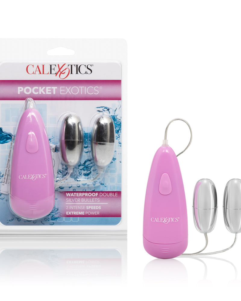 Pocket Exotics Waterproof Double Silver Bullets - Pink