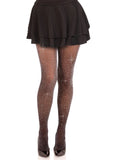 "Spandex Lurex Rhinestone Tights - Os - Black-Silver LA-7134SLVROS"