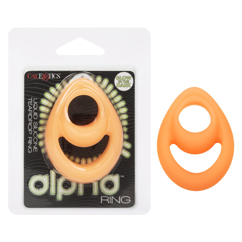 Alpha Glow-in-the-Dark Liquid Silicone Teardrop Ring - Orange SE1492302