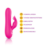 Freyja - Hot Pink - Intense Mini Rabbit Vibe With Triple Tickling Clitoral Stimulator