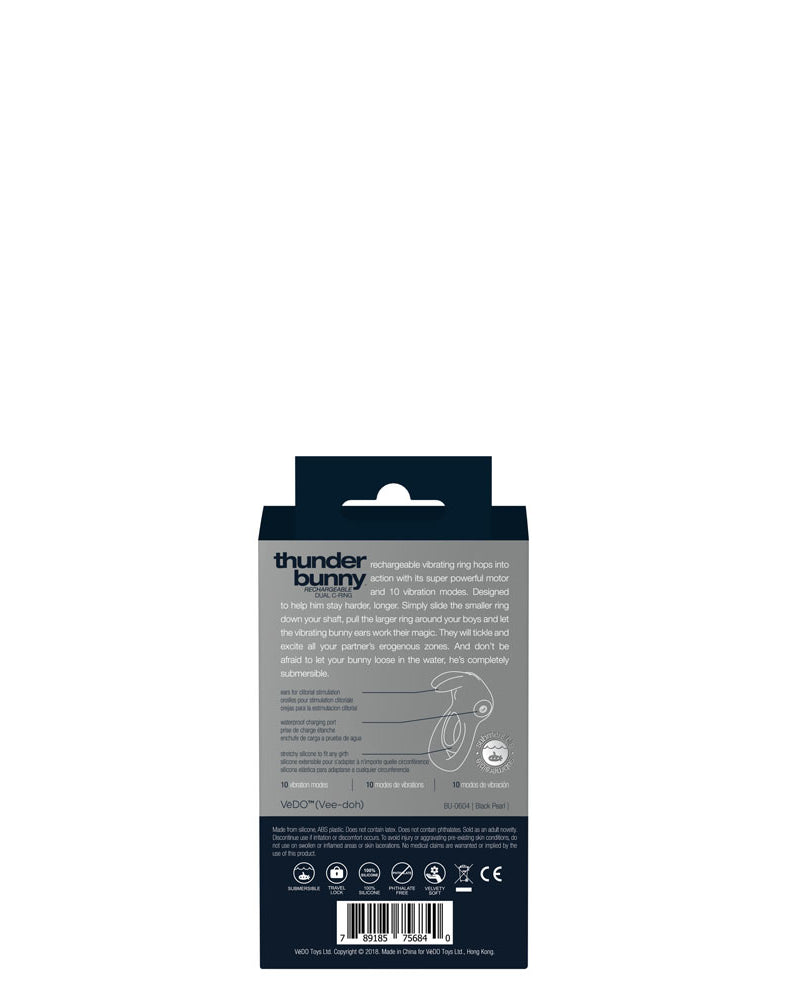 "Thunder Bunny Rechargeable Dual Ring - Black Pearl BU-0604"