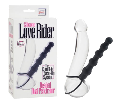 "Silicone Love Rider Beaded Dual Penetrator - Black SE1515403"