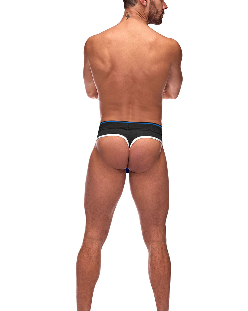 "Retro Sport Panel Thong - L/ XL - Black/ Blue MP-414265RBLX"