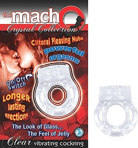 "The Macho Crystal Collection Vibrating Cock Ring- Clear NW2369"