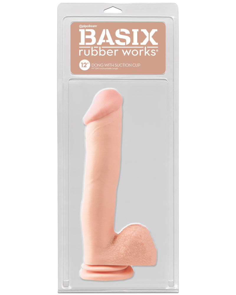 Basix Rubber Works 12 Inch Dong With Suction Cup - Light