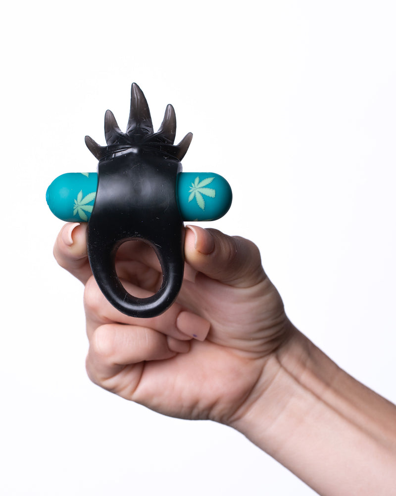 Ziggy Pot Leaf USB Rechargeable Vibrating Erection Enhancer Ring - 420 Series