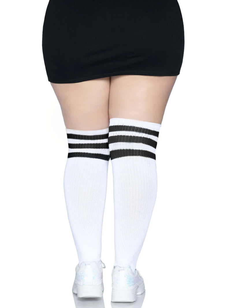 "Over the Knee Athletic Socks - 1x/2x - White/black LA-5627XWHTBLK"