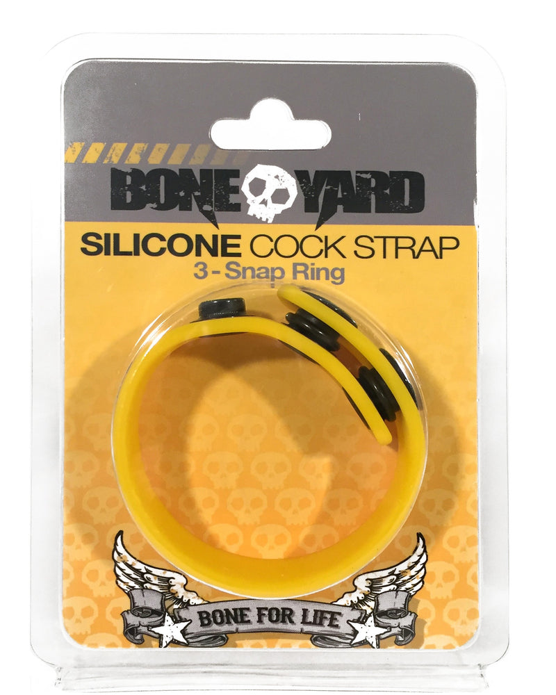 "Boneyard Silicone Cock Strap 3 - Snap Ring - Yellow BY-0304"