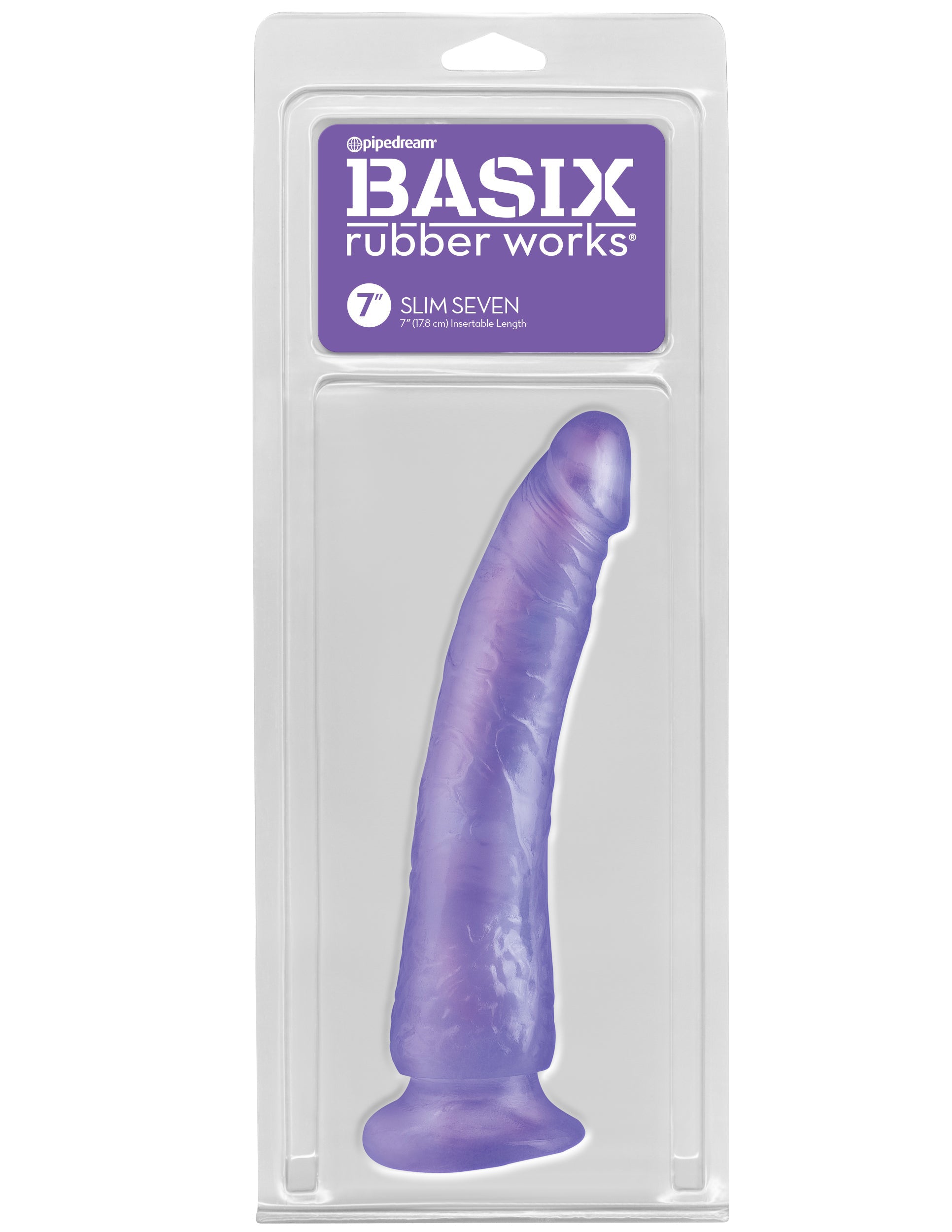 Basix Rubber Works - Slim 7 Inch With Suction Cup - Purple