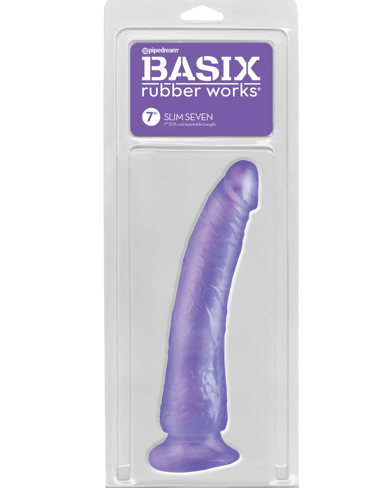 Basix Rubber Works - Slim 7 Inch With Suction Cup - Purple