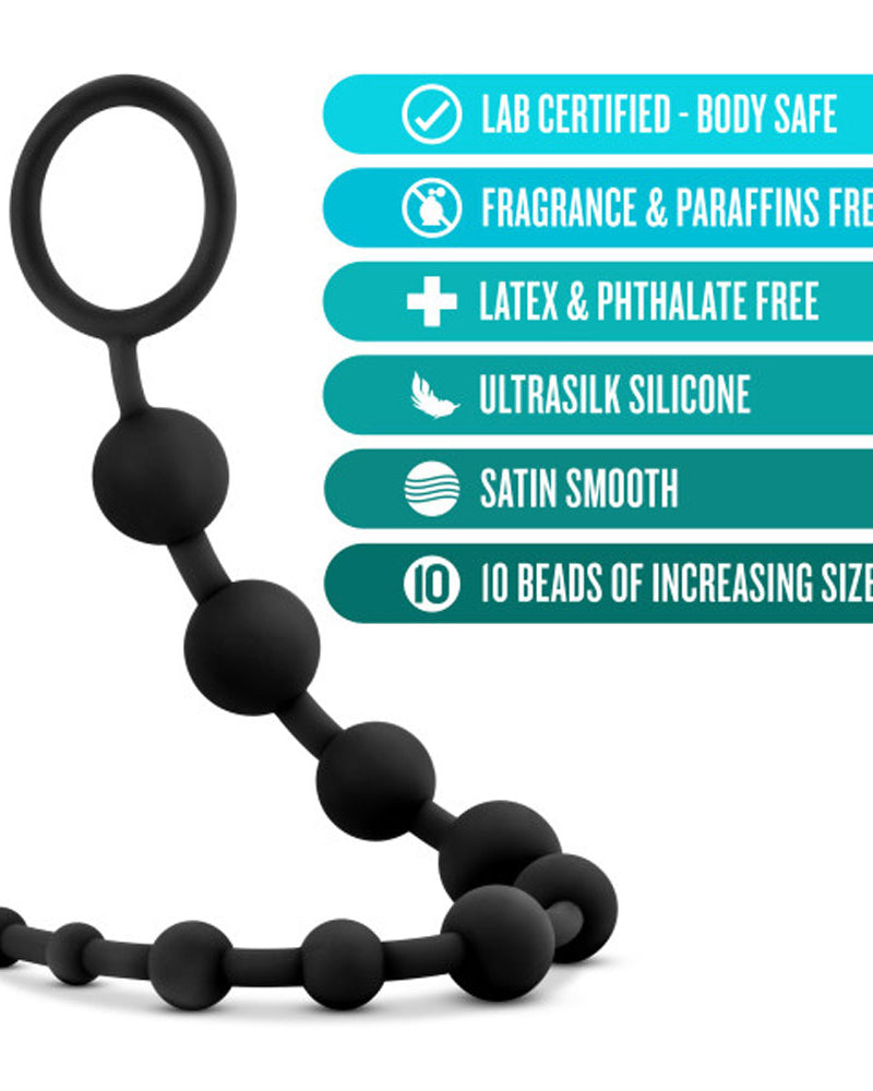 "Anal Adventures - Platinum - Silicone 10 Anal Beads - Black BL-11015"