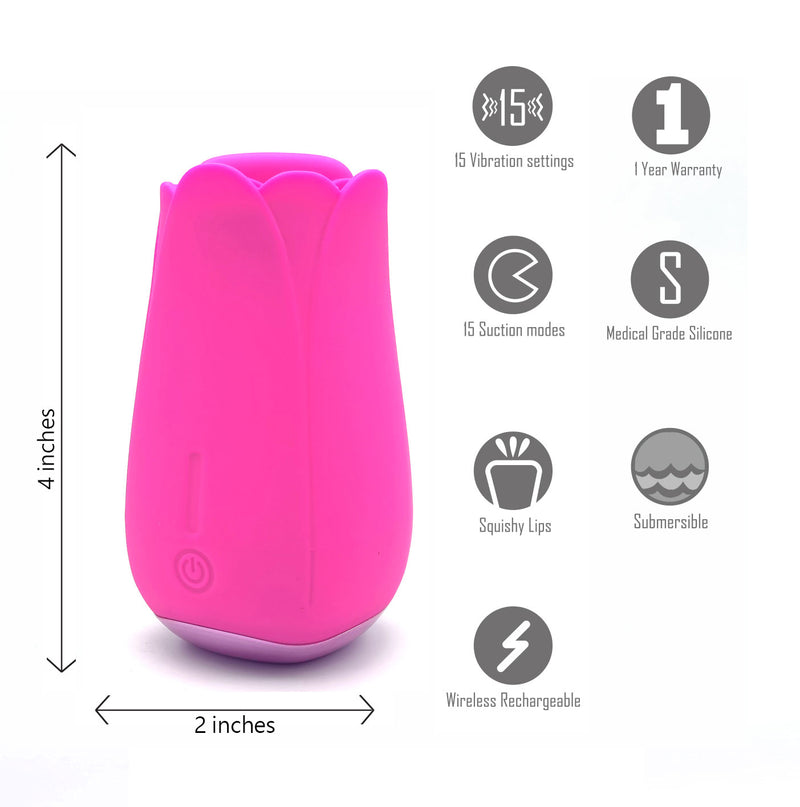 "Tulip Pro 15-Function Suction Vibe With Wireless Charging - Pink MTMA2103V2-P4"