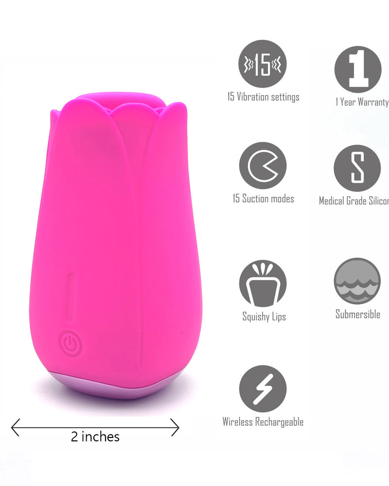 "Tulip Pro 15-Function Suction Vibe With Wireless Charging - Pink MTMA2103V2-P4"