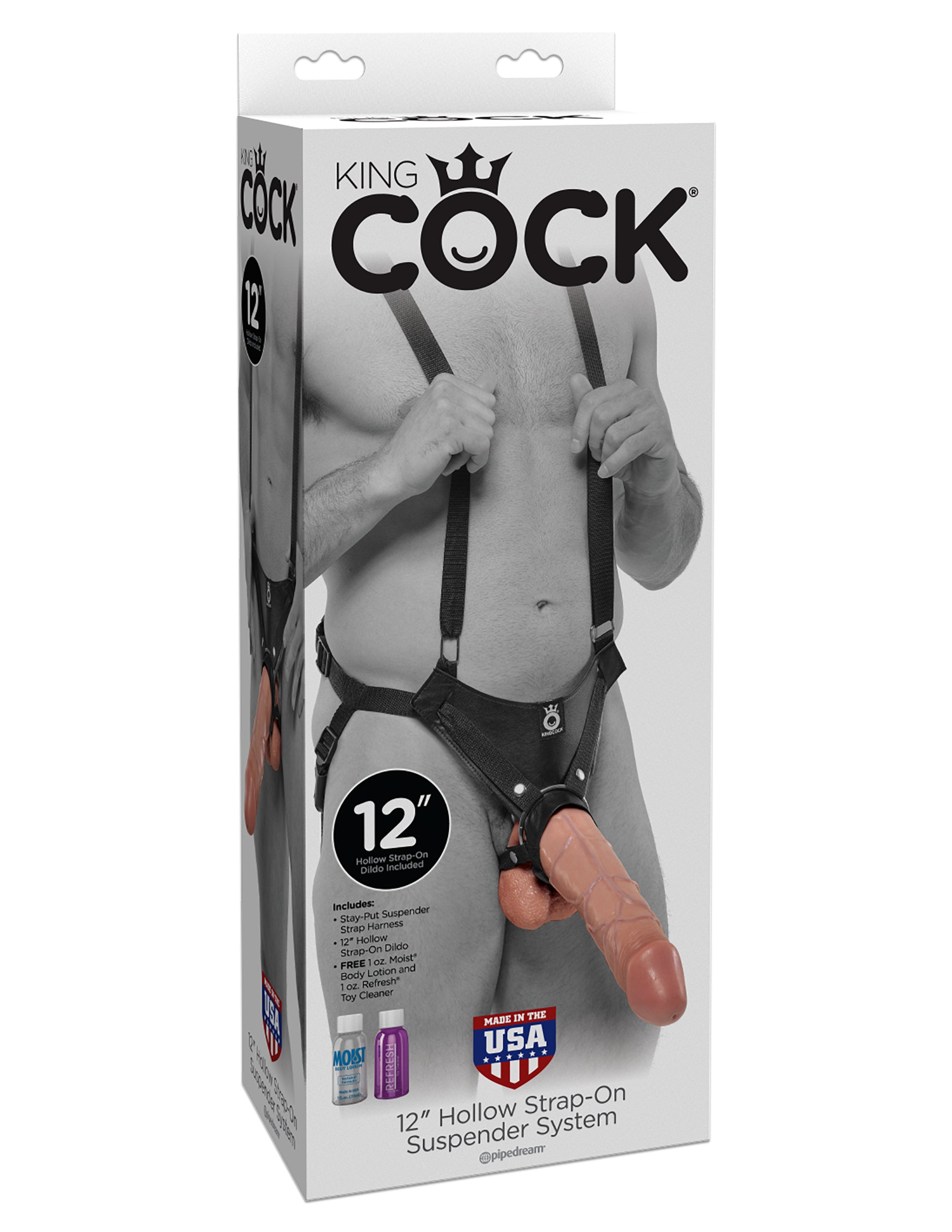 King Cock 12 Inch Hollow Strap-on Suspender System - Flesh