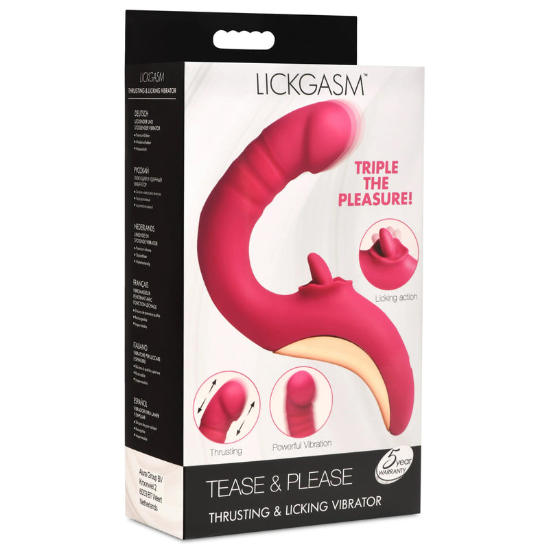 "Tease and Please Thrusting and Licking Vibrator - Fuchsia INM-AH437"