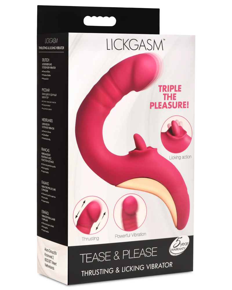 "Tease and Please Thrusting and Licking Vibrator - Fuchsia INM-AH437"