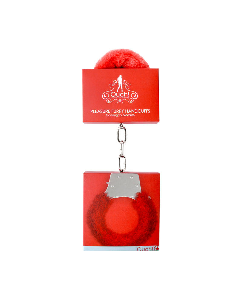 Pleasure Handcuffs Furry - Red