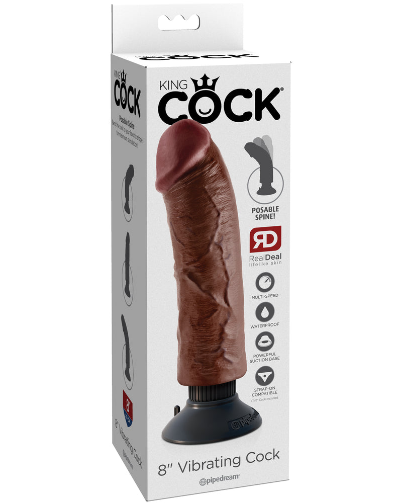 King Cock 8-Inch Vibrating Cock - Brown