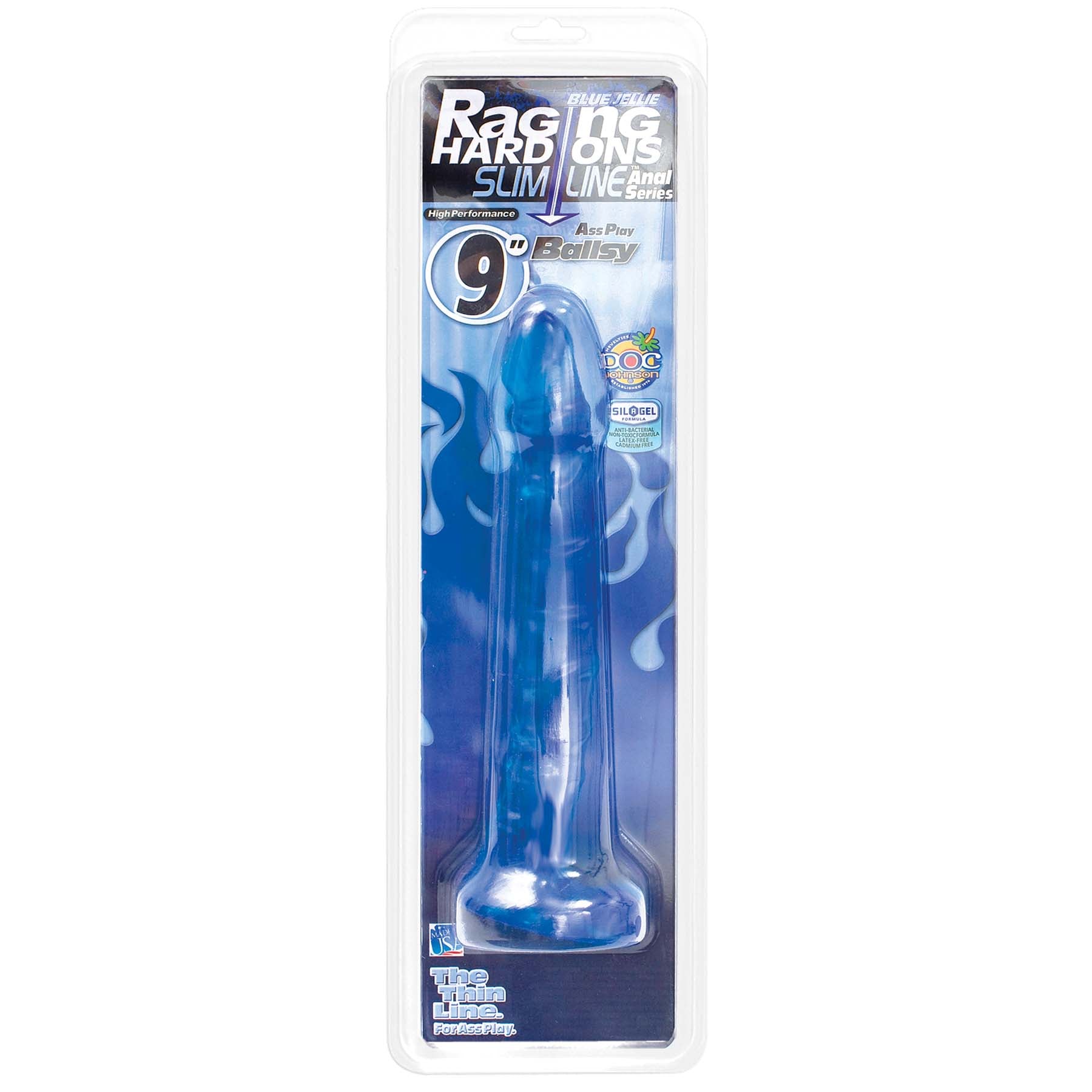 "Raging Hard-Ons Slimline Cobalt Blue Jellie - 9 Inches - Ballsy DJ0279-21"