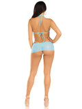 3 Pc Rhinestone Mesh Set - Medium/large - Baby Blue