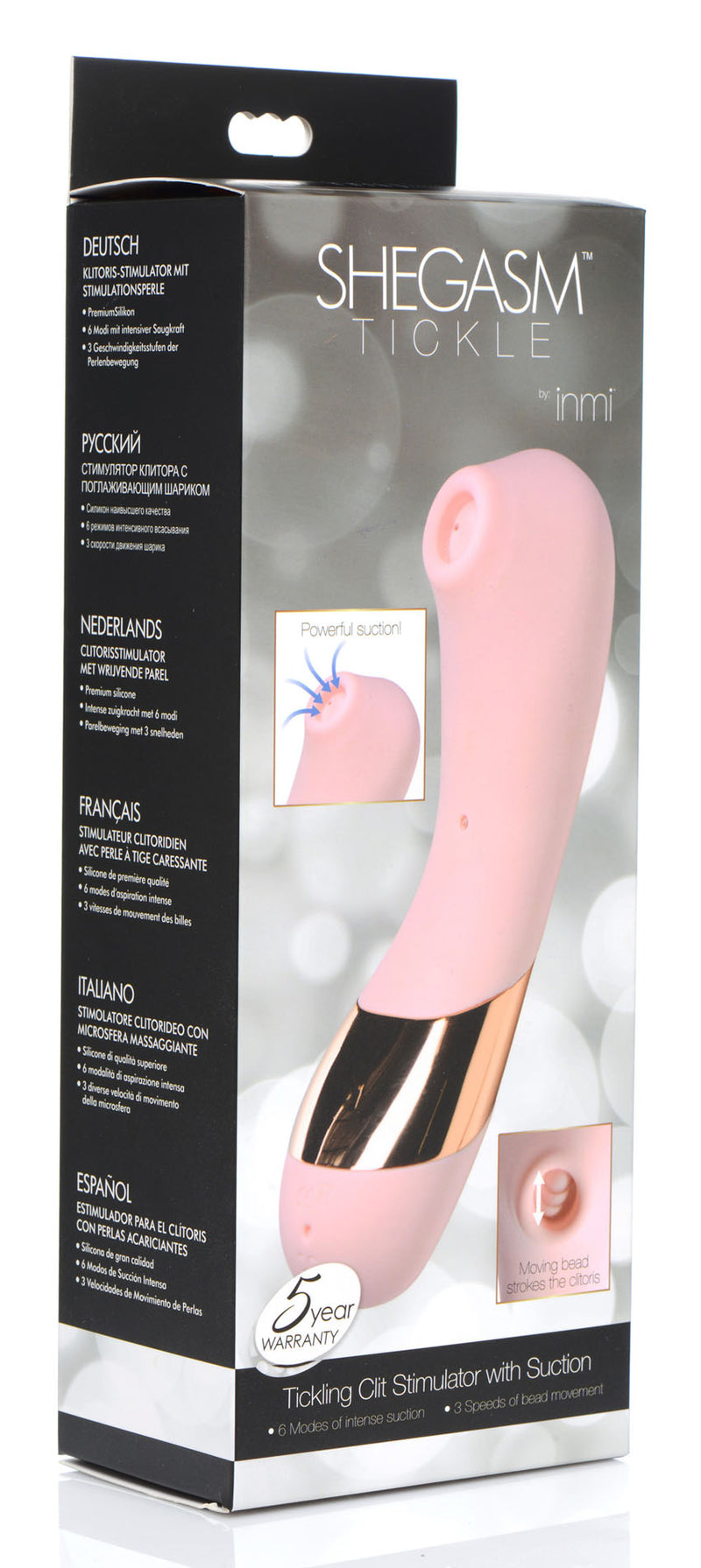 "Shegasm Tickle Tickling Clit Stimulator With Suction - Pink INM-AF938"