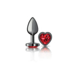 Cheeky Charms-Gunmetal Metal Butt Plug- Heart-Dark Red-Small