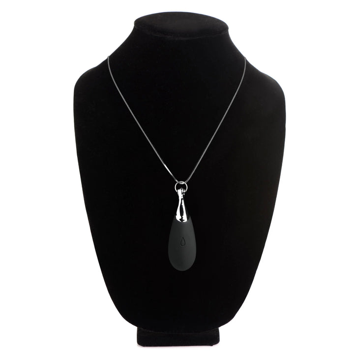 10x Vibrating Silicone Teardrop Necklace - Black