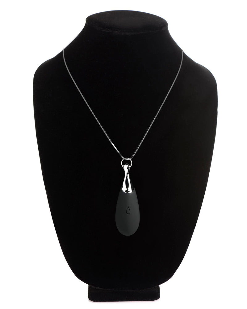 10x Vibrating Silicone Teardrop Necklace - Black