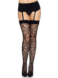 "Heart Net Thigh Highs - One Size - Black LA-6643BLKOS"