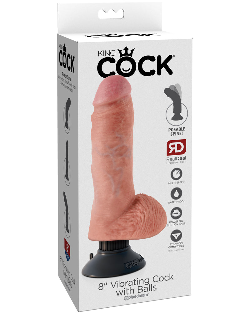 King Cock 8-Inch Vibrating Cock With Balls - Flesh