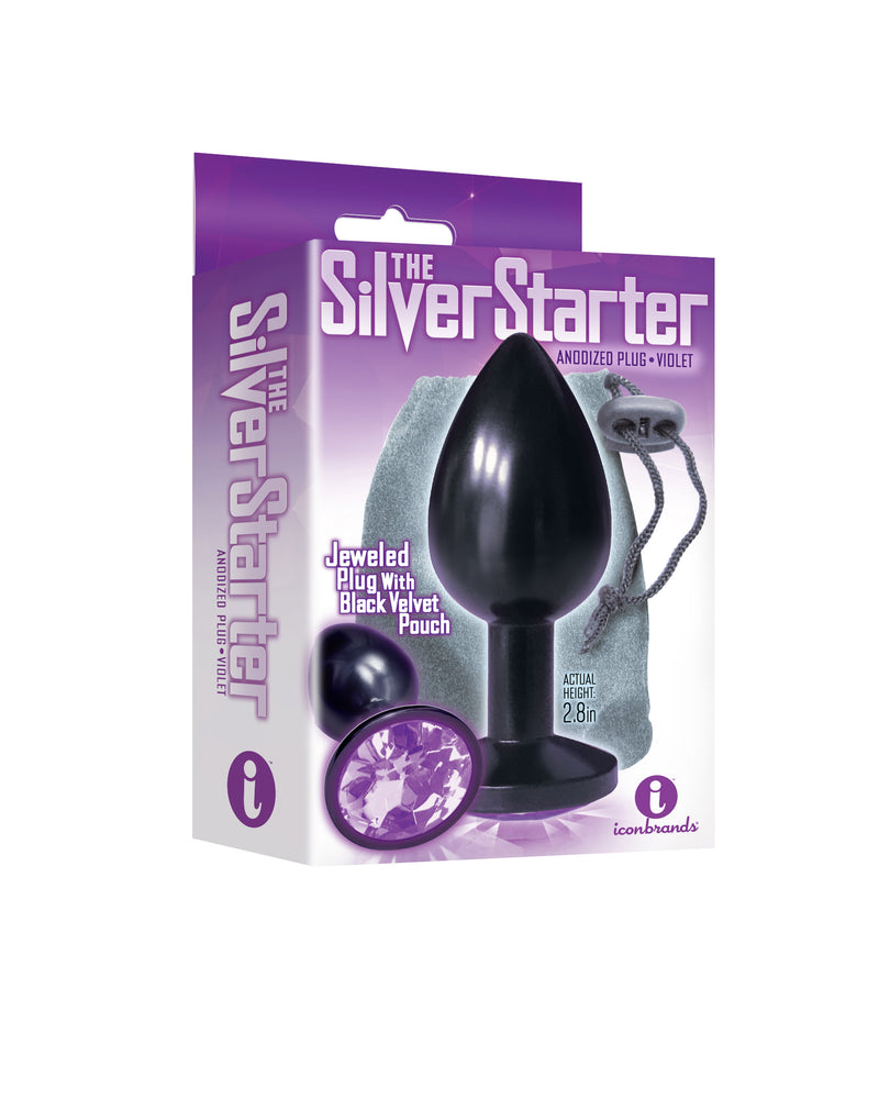 The 9's the Silver Starter Anodized Bejeweled Stainless Steel Plug - Violet